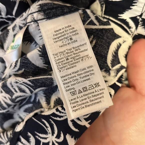 JCrew EUC palm tree short sleeve navy and white shirt - Picture 5 of 6